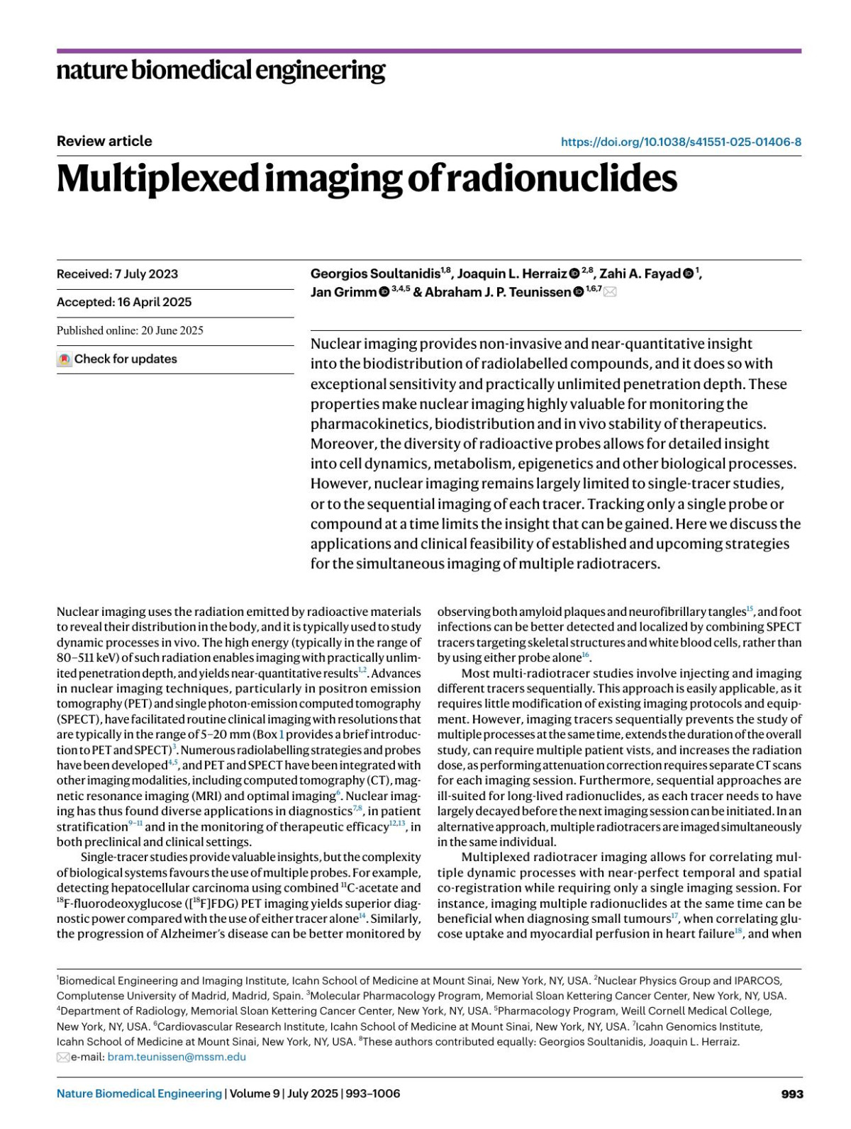 Multiplexed Imaging Of Radionuclides Georgios Soultanidis Joaquin L Herraiz Zahi A Fayad Jan Grimm Abraham J P Teunissen
