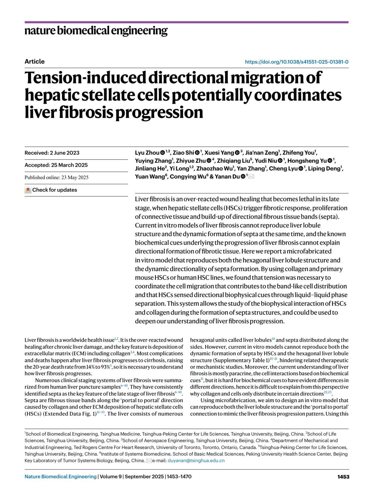 Tensioninduced Directional Migration Of Hepatic Stellate Cells Potentially Coordinates Liver Fibrosis Progression Lyu Zhou Ziao Shi Xuesi Yang Jianan Zeng Zhifeng You Yuying Zhang Zhiyue Zhu Zhiqiang Liu Yudi Niu Hongsheng Yu Jinliang He Yi Long Zhaozhao Wu Yan Zhang Cheng Lyu Liping Deng Yuan Wang Congying Wu Yanan Du