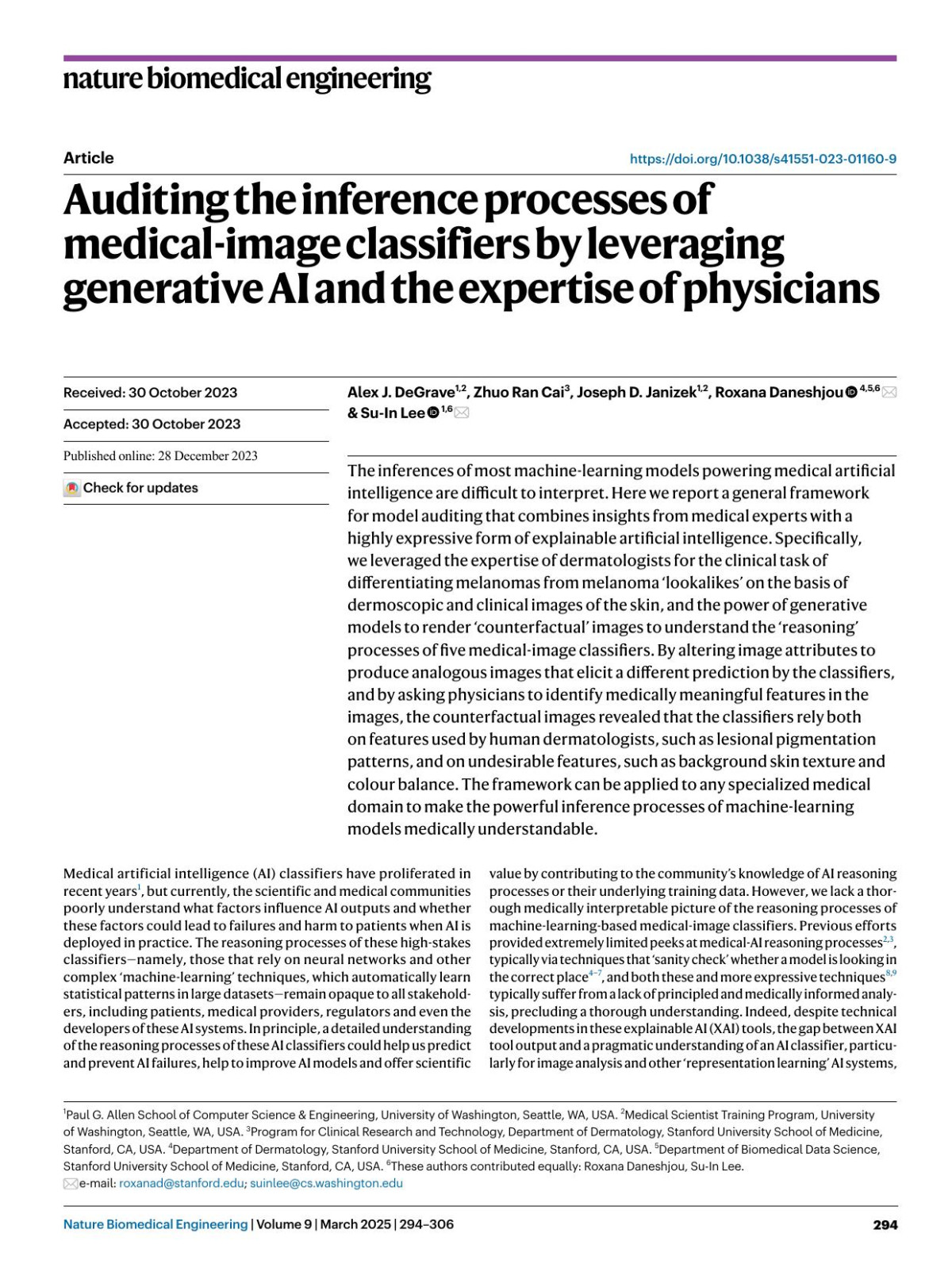 Auditing The Inference Processes Of Medicalimage Classifiers By Leveraging Generative Ai And The Expertise Of Physicians Alex J Degrave Zhuo Ran Cai Joseph D Janizek Roxana Daneshjou Suin Lee