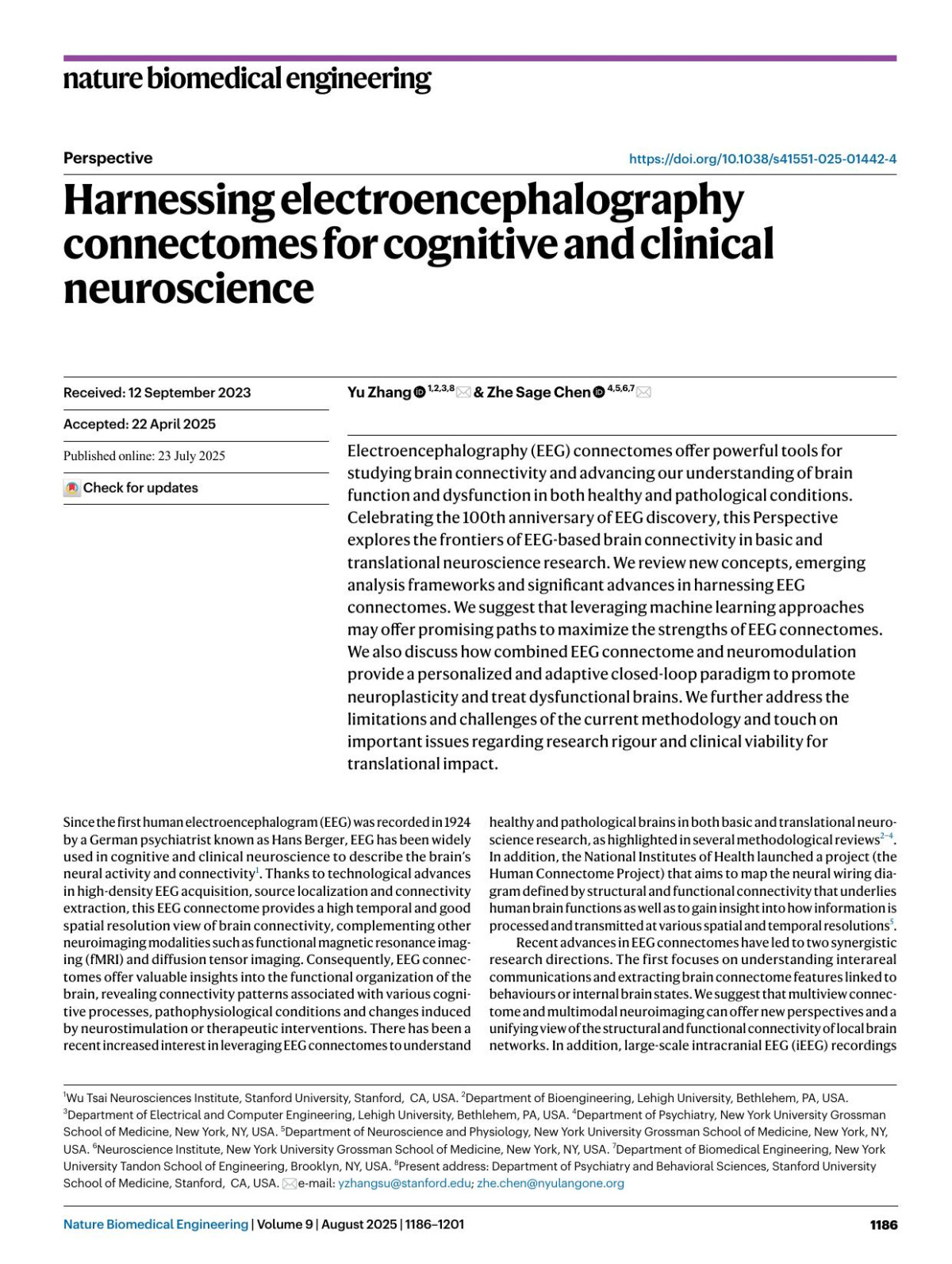 Harnessing Electroencephalography Connectomes For Cognitive And Clinical Neuroscience Yu Zhang Zhe Sage Chen