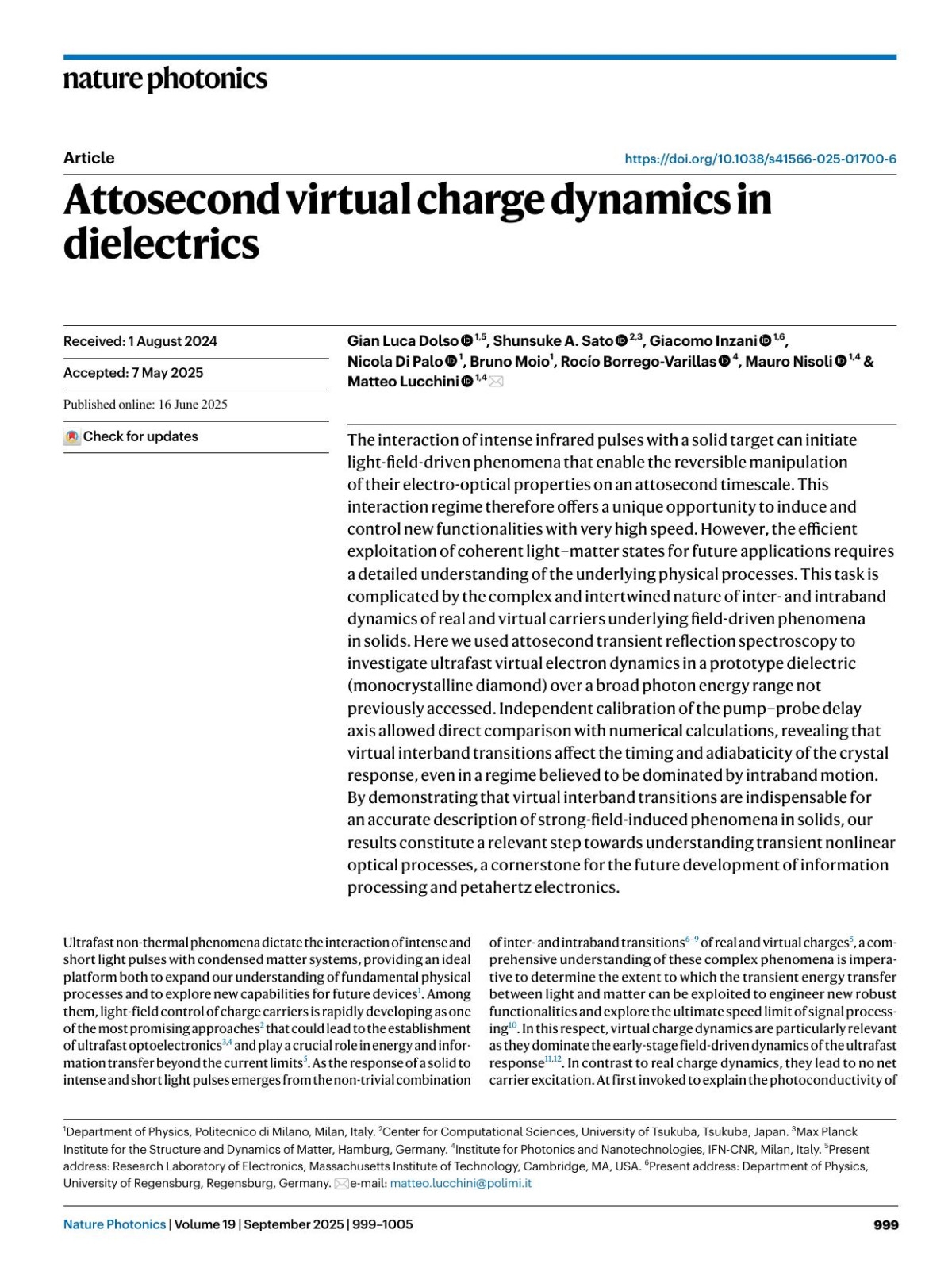 Attosecond Virtual Charge Dynamics In Dielectrics Gian Luca Dolso Shunsuke A Sato Giacomo Inzani Nicola Palo Bruno Moio Rocío Borregovarillas Mauro Nisoli Matteo Lucchini