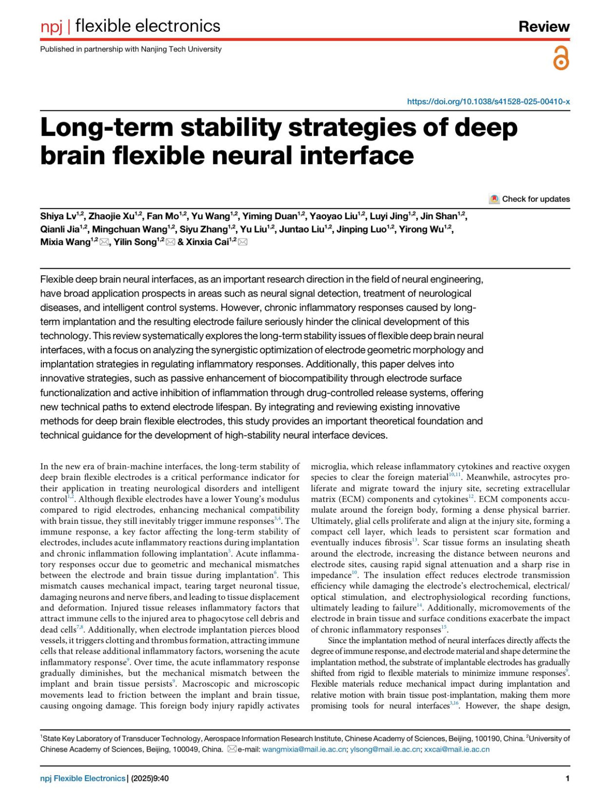 Longterm Stability Strategies Of Deep Brain Flexible Neural Interface Shiya Lv Zhaojie Xu Fan Mo Yu Wang Yiming Duan Yaoyao Liu Luyi Jing Jin Shan Qianli Jia Mingchuan Wang Siyu Zhang Yu Liu Juntao Liu Jinping Luo Yirong Wu Mixia Wang Yilin Song Xinxia Cai