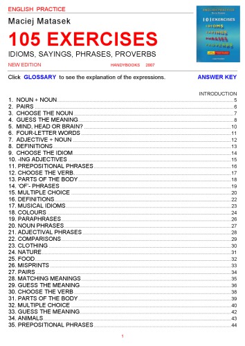101 Exercises Idioms Sayings Phrases Proverbs English Practice Maciej Matasek