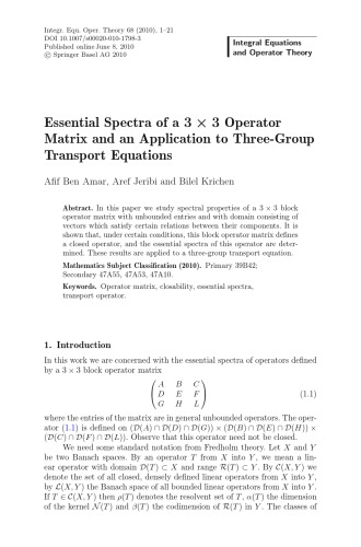 Integral Equations And Operator Theory Volume 68 C Tretter Chief Editor
