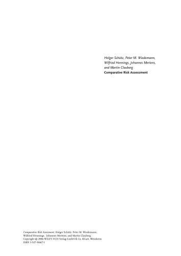 Comparative Risk Assessment Concepts Problems And Applications Holger Schutz