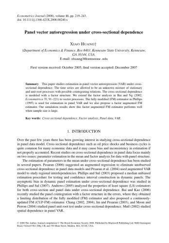 The Econometrics Journal 2008 Vol 11 N 2 Richard J Smith