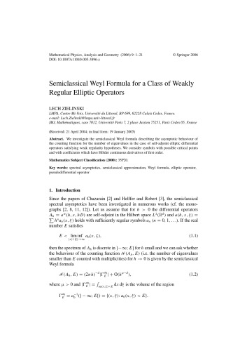 Mathematical Physics Analysis And Geometry Volume 9 V A Marchenko