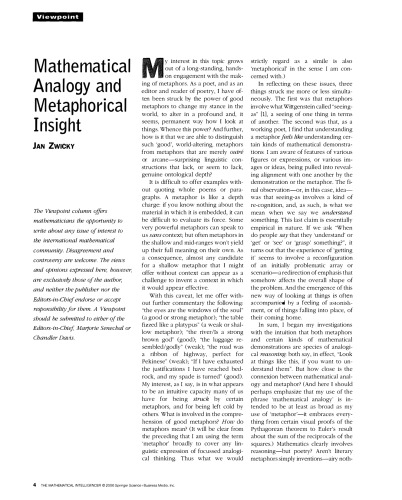 Journal The Mathematical Intelligencer Vol 28 No 2