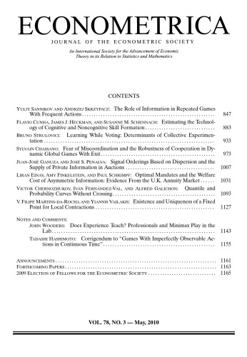 Econometrica 2010 Vol 78 N3 Stephen Morris