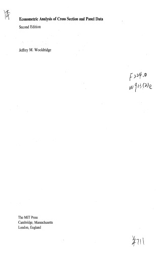 Econometric Analysis Of Cross Section And Panel Data 2nd Edition Jeffrey M Wooldridge