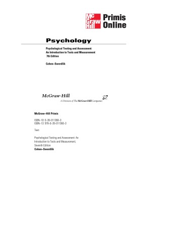 Psychological Testing And Assessment An Introduction To Tests Measurement 7th Edition Ronald Jay Cohen