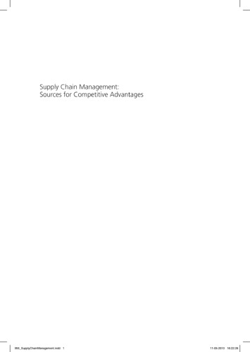 Supply Chain Management Sources For Competitive Advantages 1st Jan Stentoft Arlbjørn