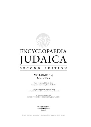 Encyclopaedia Judaica Volume 14 Mel Nas 2nd Edition 2007 Fred Skolnik