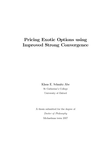 Pricing Exotic Options Using Improved Strong Convergence 1st Edition Klaus Schmitz Abe