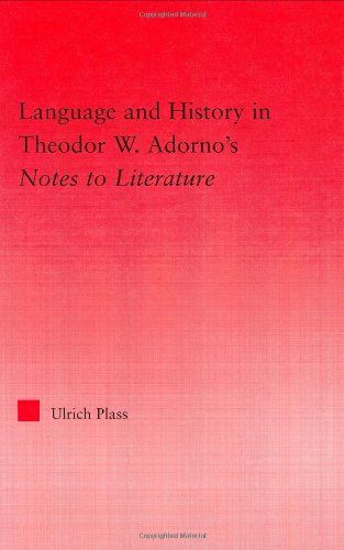Language And History In Adornos Notes To Literature Studies In Philosophy 1st Edition Ulrich Plass