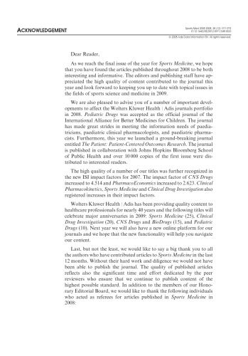 Sports Medicine Volume 38 Issue 12 December 2008 Adisonlinecom