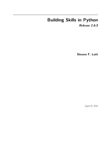 Building Skills In Python Release 265 Release 265 As In Title Steven F Lott