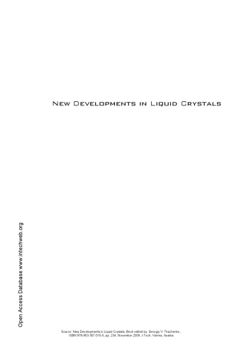 New Developments In Liquid Crystals Georgiy V Tkachenko Edr