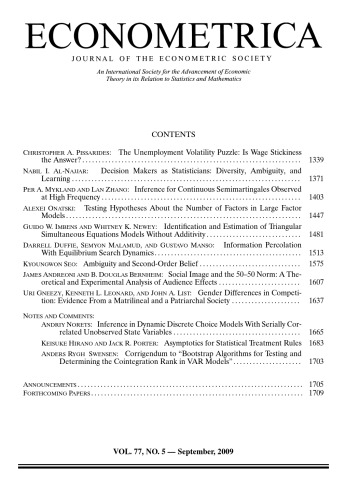 Econometrica 2009 Vol77 N5 Volume 77 Issue 5 Stephen Morris
