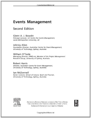 Events Management 2nd Edition 2nd Revised Edition Glenn Bowdin