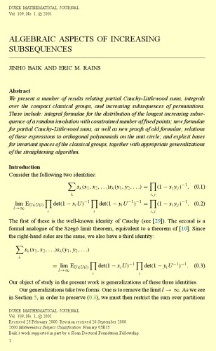 Duke Mathematical Journal Volume 109 Jonathan Wahl Academic Editor