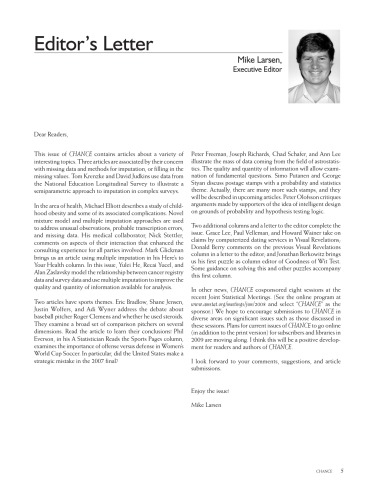 Chance Vol21 No3 2008 Issue 3 Mike Larsen Executive Editor