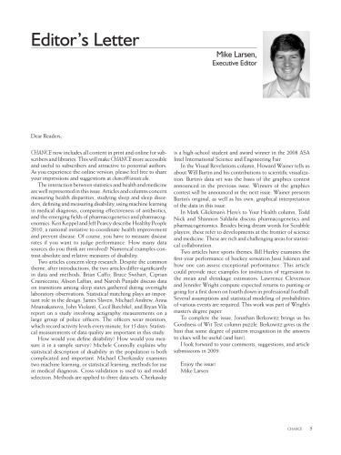 Chance Vol22 No1 2009 Issue 1 Mike Larsen Executive Editor