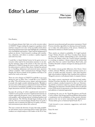 Chance Vol21 No1 2008 Issue 1 Mike Larsen Executive Editor