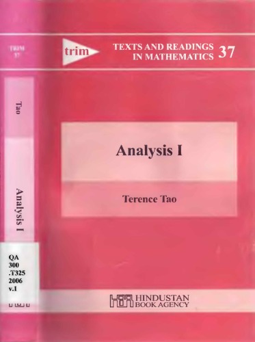 Analysis I 1st Edition Terence Tao