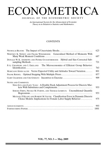 Econometrica 2009 Vol 77 N3 Stephen Morris