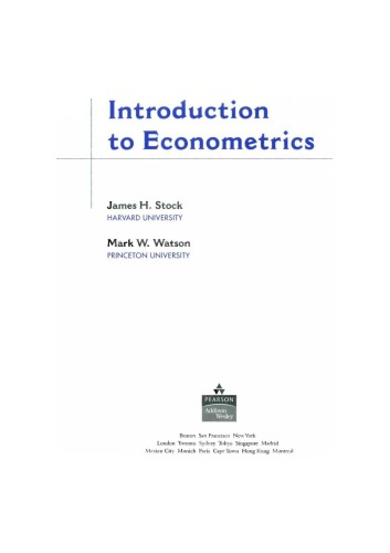 Introduction To Econometrics James H Stock Mark W Watson