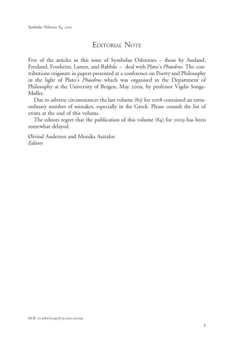 Symbolae Osloenses Volume 84 øivind Andersen Monika Asztalos