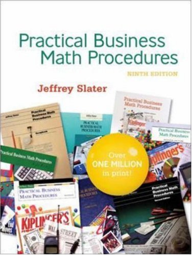 Practical Business Math Procedures 9th Edition Jeffrey Slater