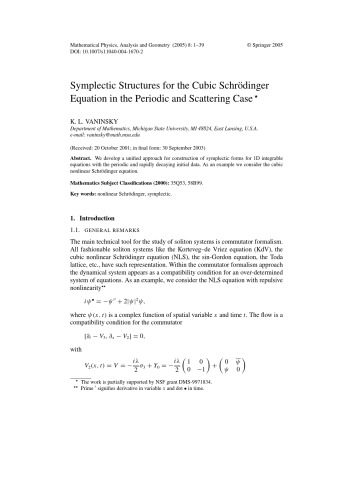 Mathematical Physics Analysis And Geometry Volume 8 V A Marchenko