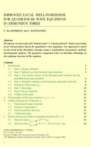 Duke Mathematical Journal Volume 117 Jonathan Wahl Academic Editor