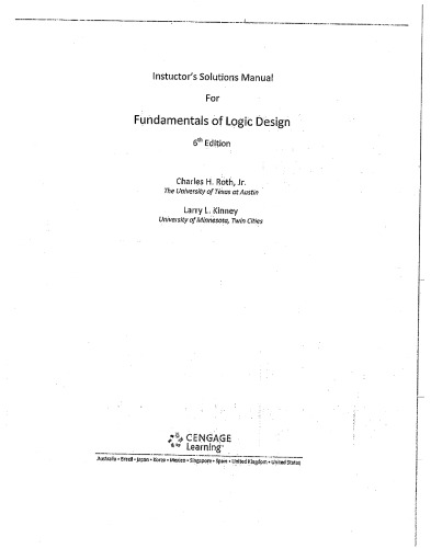 Instructor Solutions Fundamentals Of Logic Design 6th Edition Charles H Roth