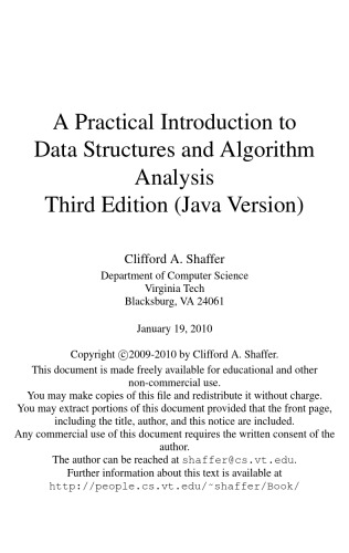 A Practical Introduction To Data Structures And Algorithm Analysis Third Edition Java Version Clifford A Shaffer