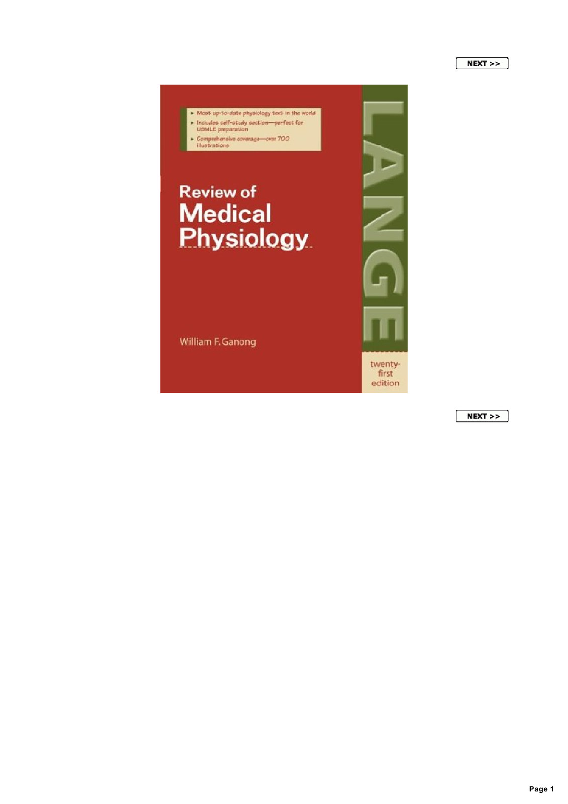 Review Of Medical Physiology 21th Edition William F Ganong Md