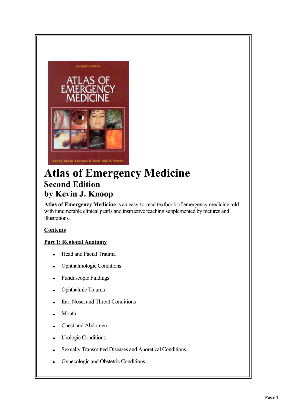 Atlas Of Emergency Medicine 2nd Edition K Knoop