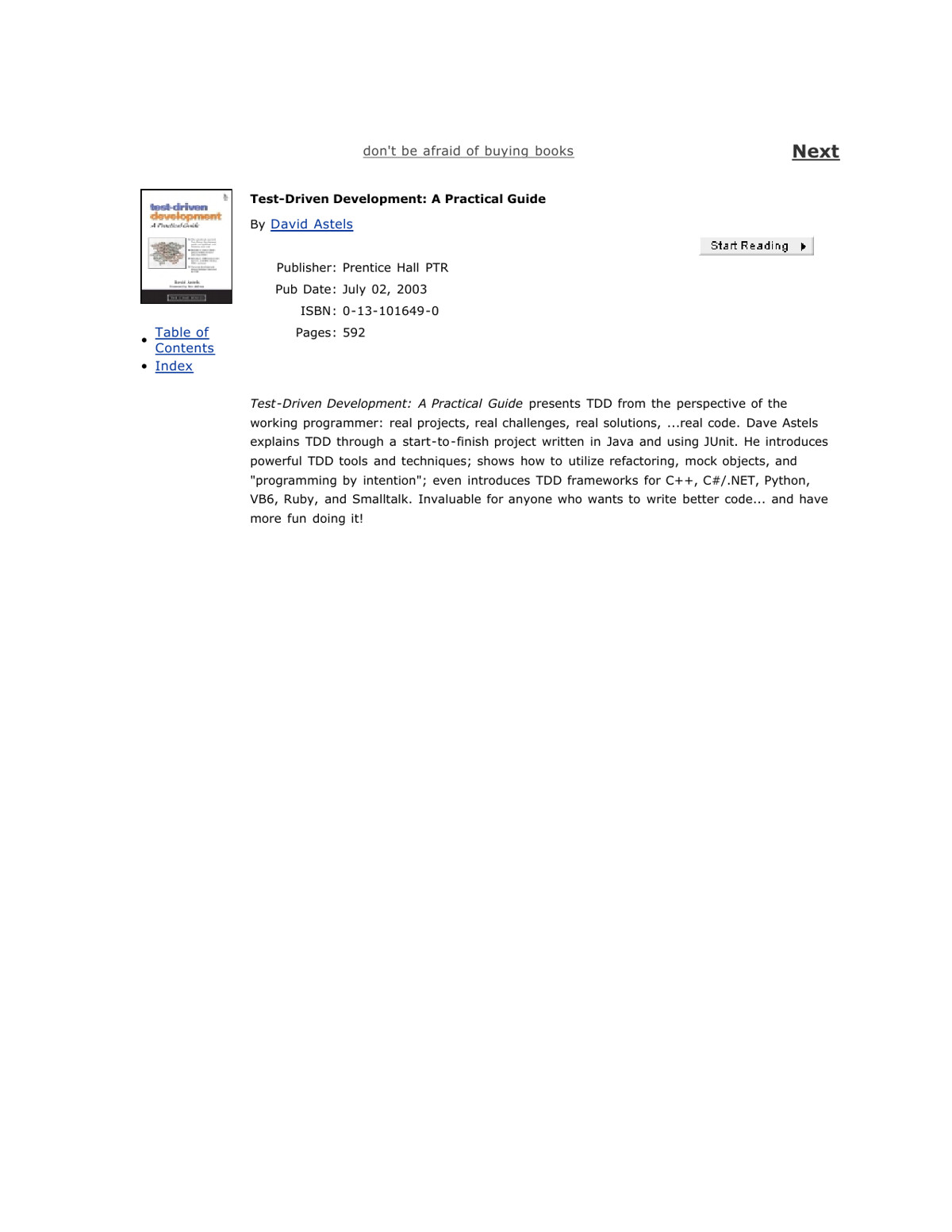Testdriven Development A Practical Guide David Astels