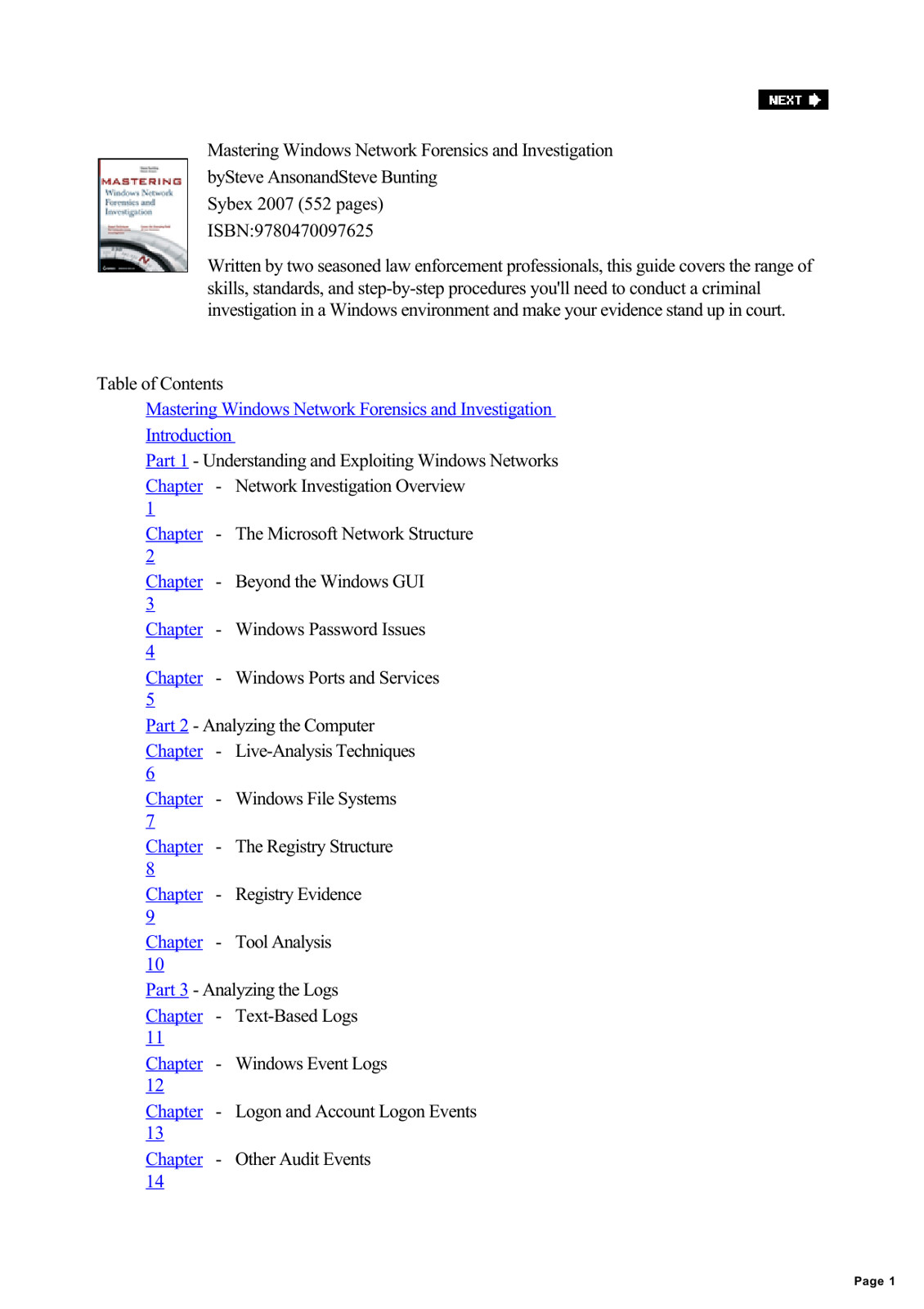 Mastering Windows Network Forensics Steve Ansonand Steve Bunting