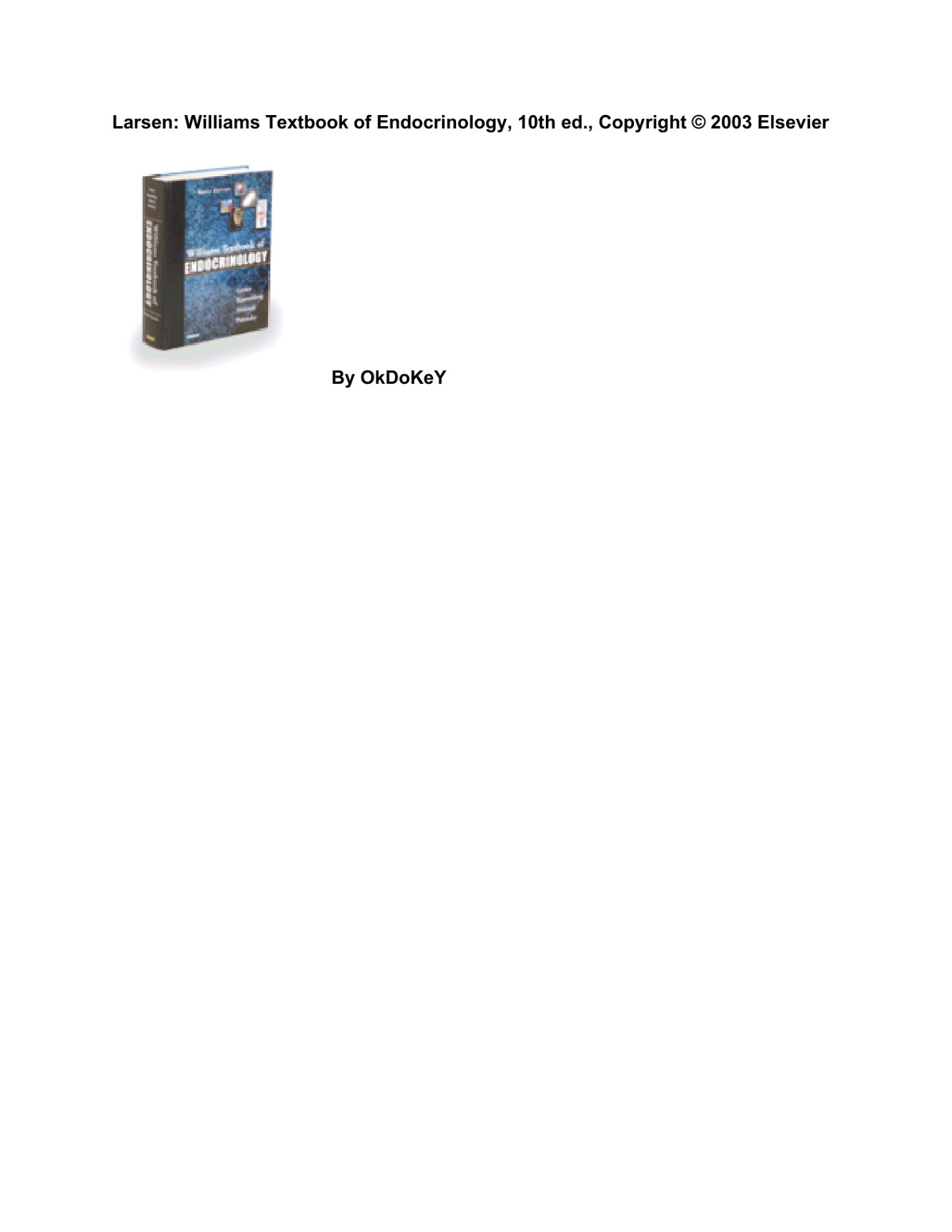 Larsen Williams Textbook Of Endocrinology 10th Edition Williams