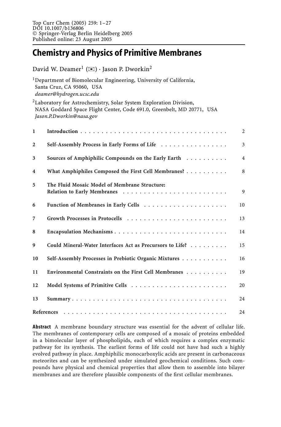 Prebiotic Chemistry Walde P