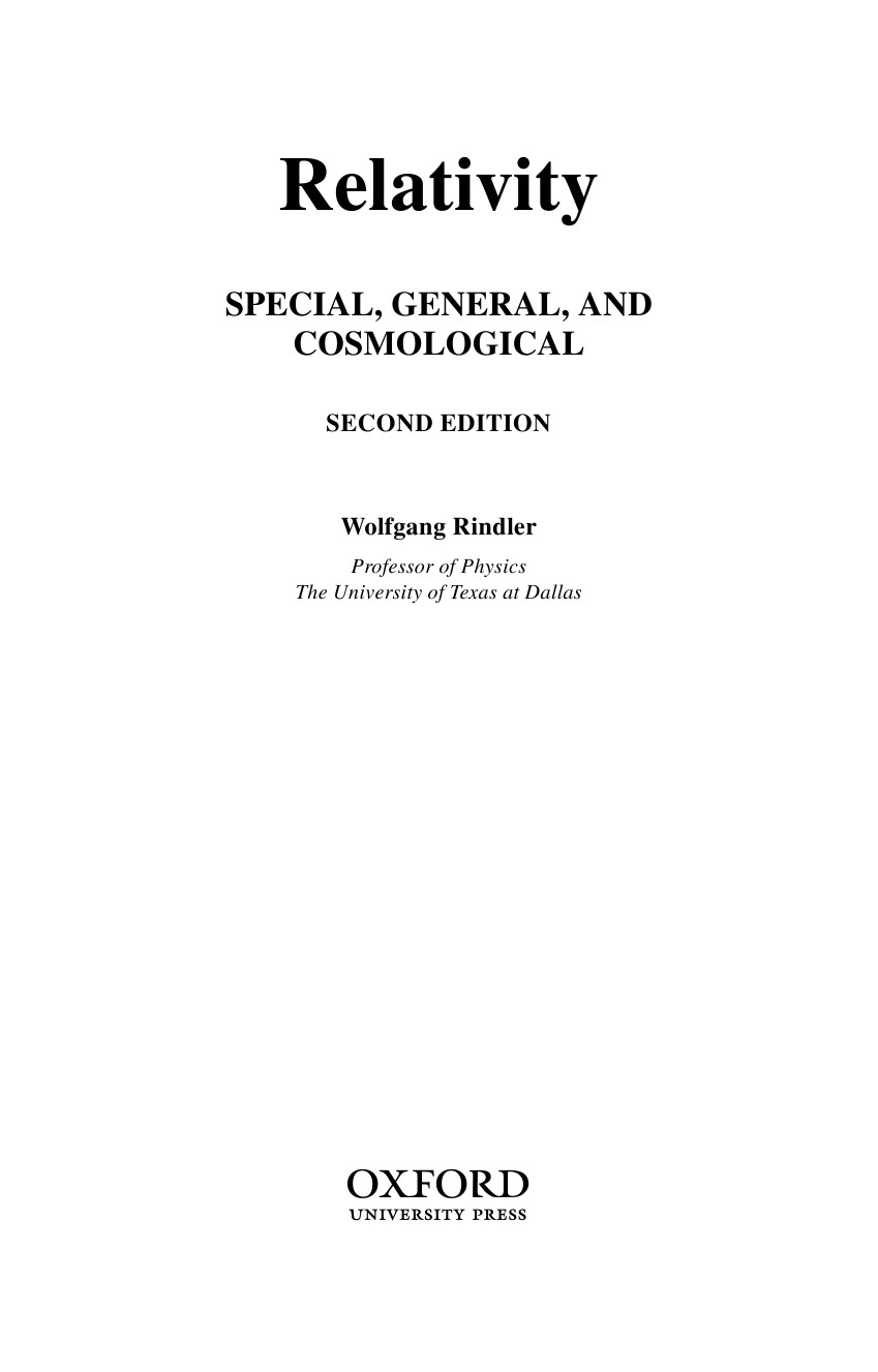 Relativity Special General And Cosmological 2nd Edition Wolfgang Rindler