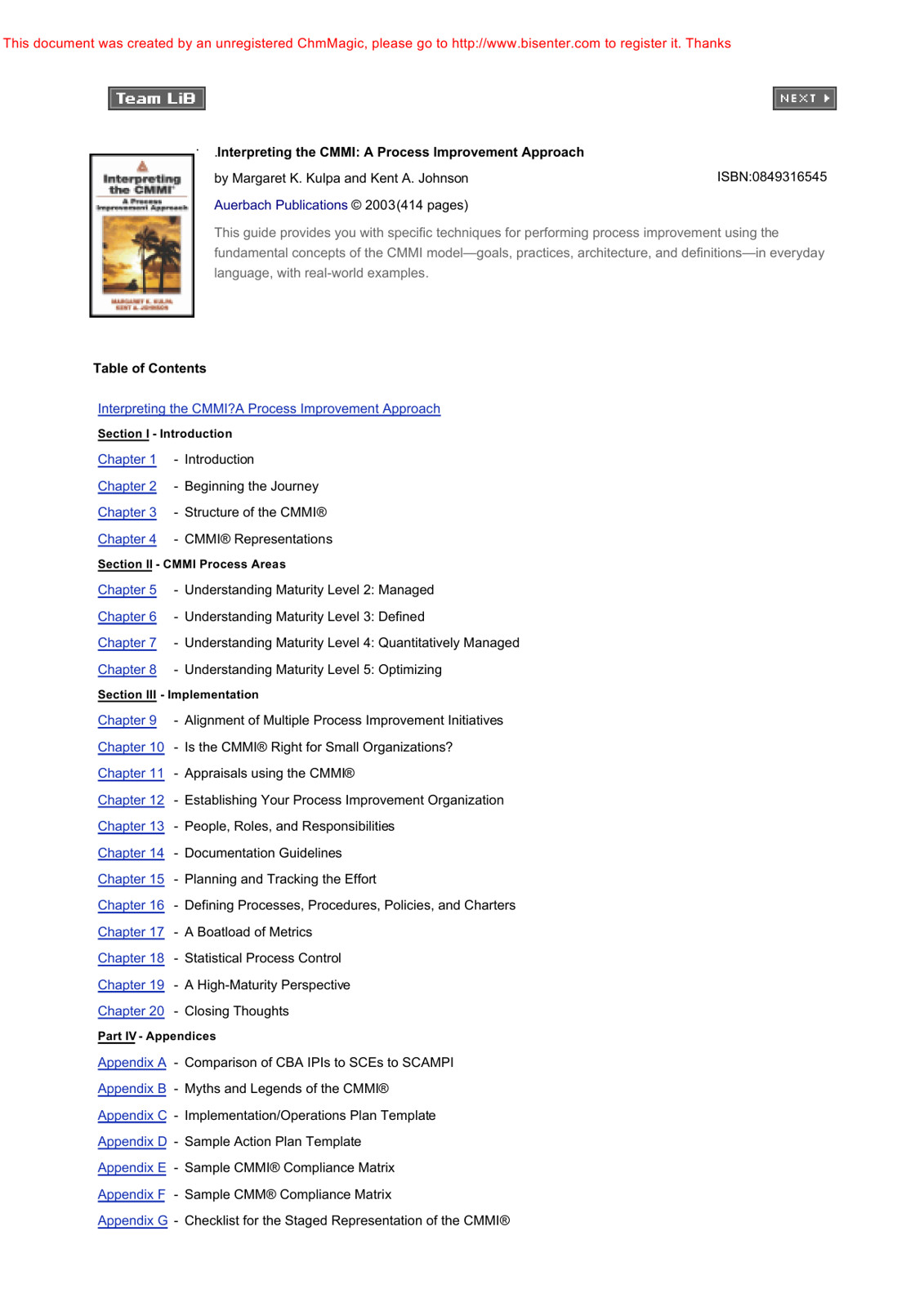 Interpreting The Cmmi A Process Improvement Approach Margaret K Kulpa And Kent A Johnson
