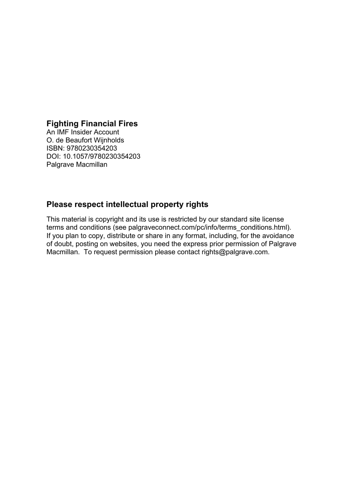 Fighting Financial Fires Onno De Beaufort Wijnholds