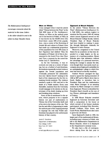 The Mathematical Intelligencer Issue 3 Ml Senechal C Davis Editors In Chief