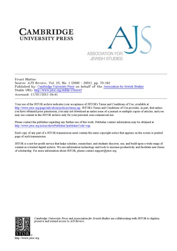Association For Jewish Studies 20002001 25 Jay M Harris