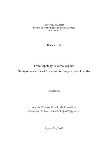 From Topology To Verbal Aspect Strategic Construal Of In And Out In English Particle Verbs Renata Geld