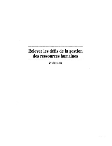 Relever Les Dfis De La Gestion Des Ressources Humaines Sylvie Stonge